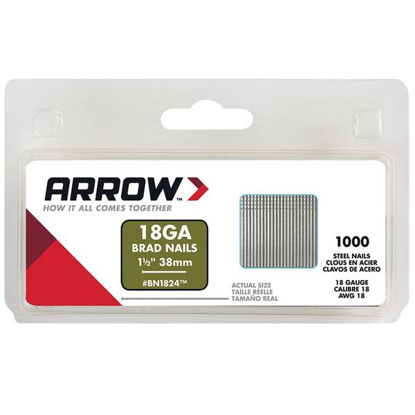 Arrow 1-1/2 Inch Galvanized Steel Brad Nails - 1000 Pack